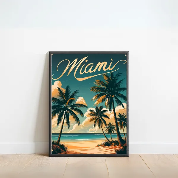Miami Vintage Travel Poster, Florida Travel Poster
