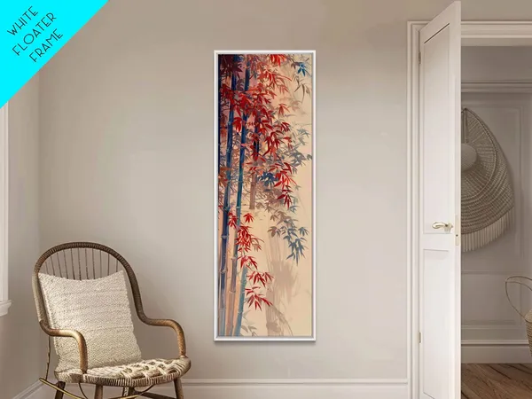 Ukiyo-E Bamboo Stalks and Red Leaves, Japanese Art Print