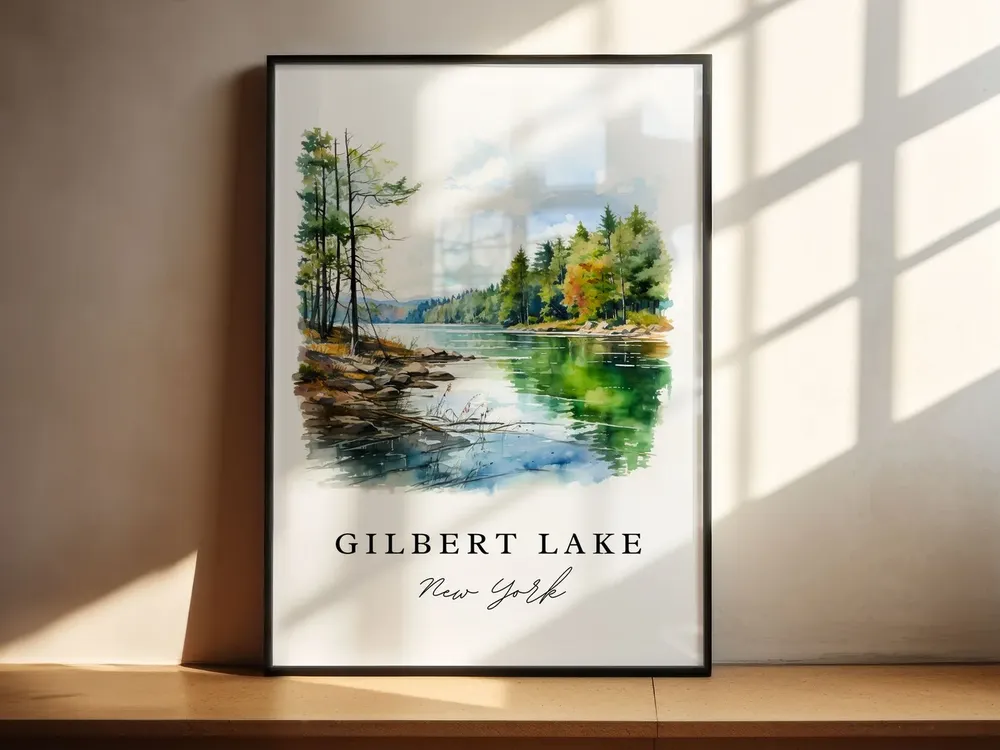Gilbert Lake NY Travel Poster, New York Wall Art