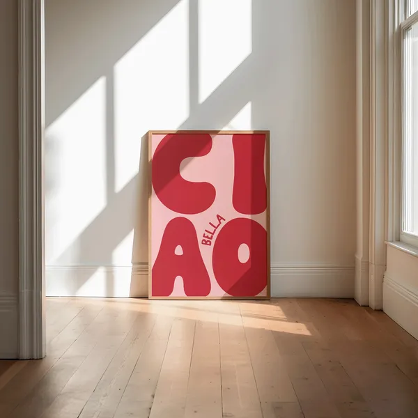 Ciao Bella Typography Poster, Preppy Home Decor