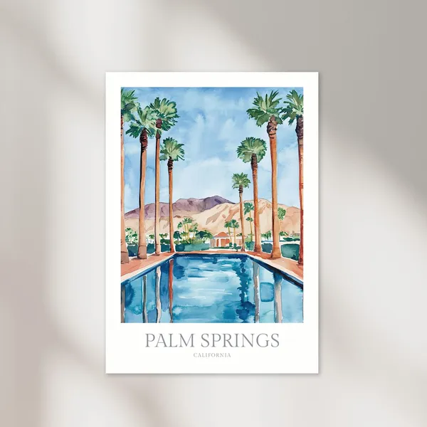 Palm Springs California Watercolor Poster Print
