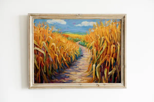 Warm Autumn Corn Painting, Rustic Fall Art Print