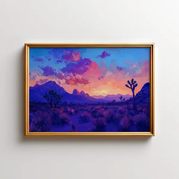 Joshua Tree Sunset, Mojave Desert Landscape Art Print