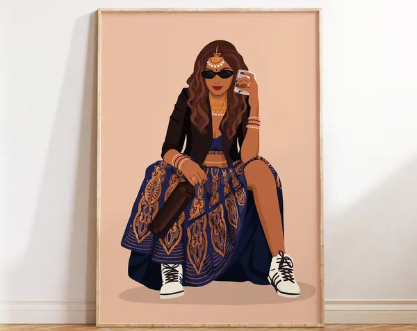 Log Kya Kahenge Art Print, Desi Indian Woman
