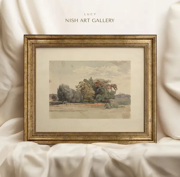 Vintage Landscape Art Print, Antique Replica