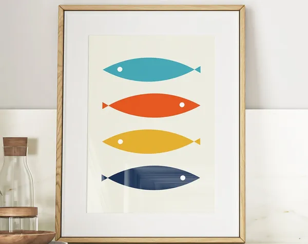 Mid Century Modern Fish Wall Art, Retro Decor Print