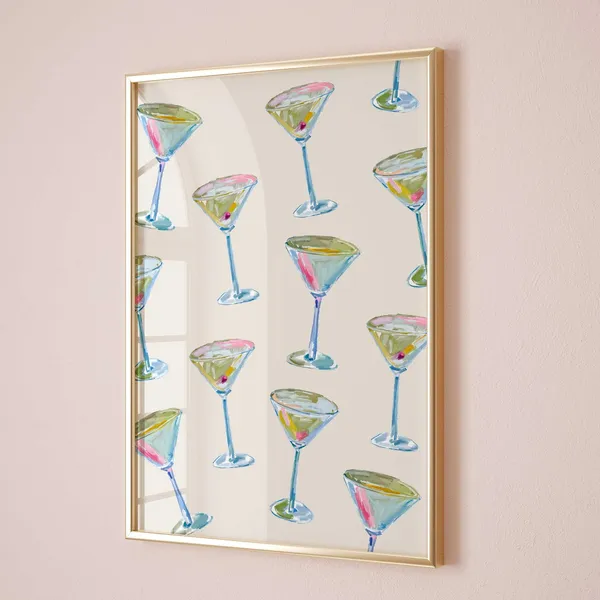 Watercolor Cocktail Glasses Kitchen Poster Print