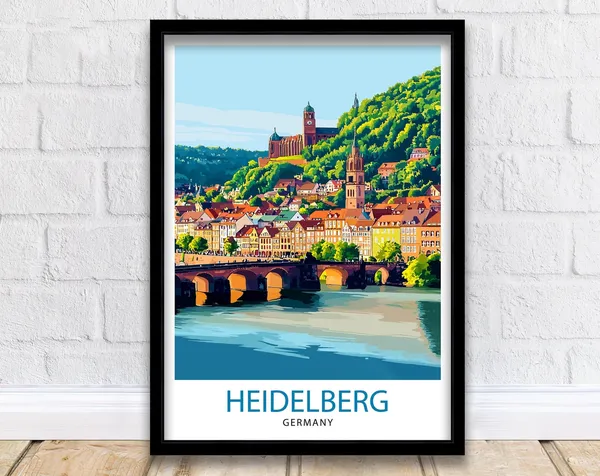 Heidelberg Germany Travel Poster, European Wall Decor