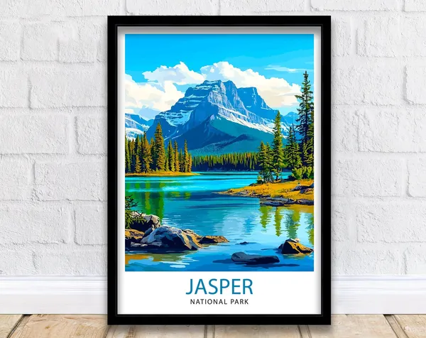 Jasper National Park Canada Travel Poster, Canadian Art