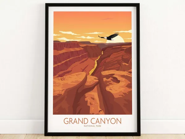 Grand Canyon National Park Travel Poster, Wall Art Print