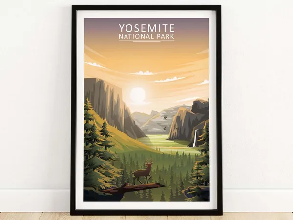 Yosemite National Park Travel Poster, Art Print