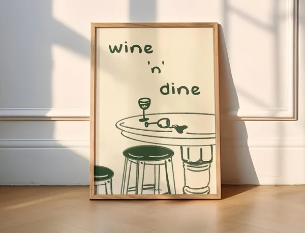 Wine And Dine Art Print, Kitchen Poster