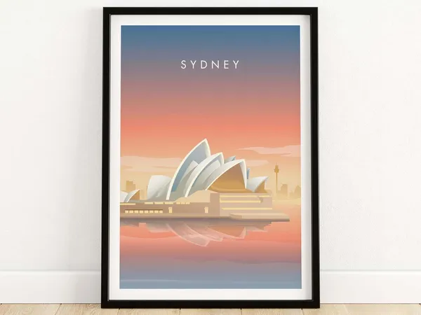 Sydney Australia Travel Poster, Opera House Art Print