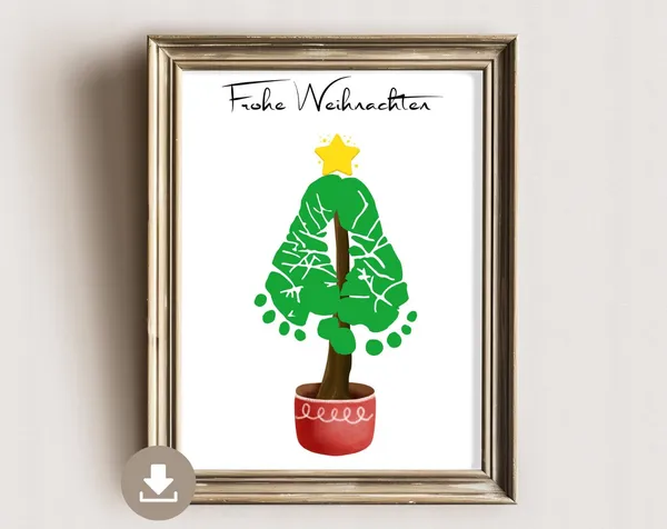 Footprint Christmas Tree Keepsake Art Print