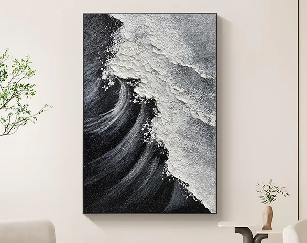 Abstract Minimalist Ocean Wave Oil Painting Art Print