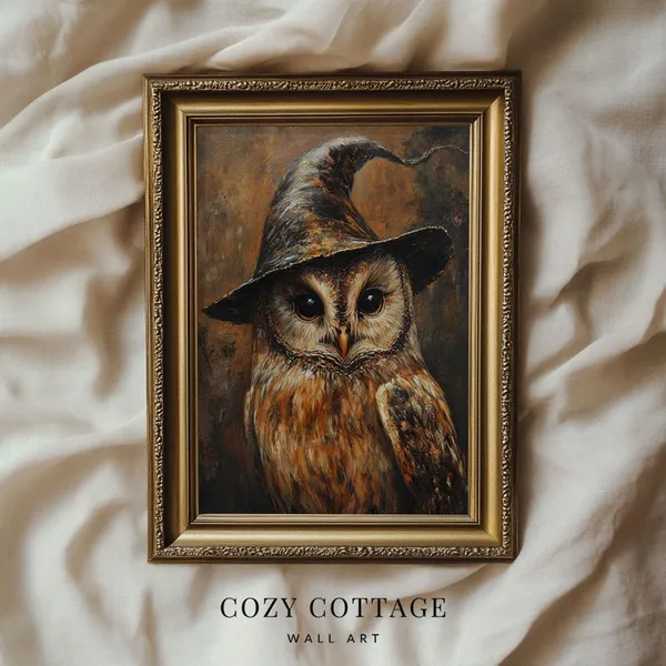 Witchy Owl - Vintage Halloween Art