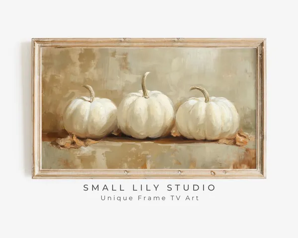 White Pumpkins Vintage Style Art Print, Autumn
