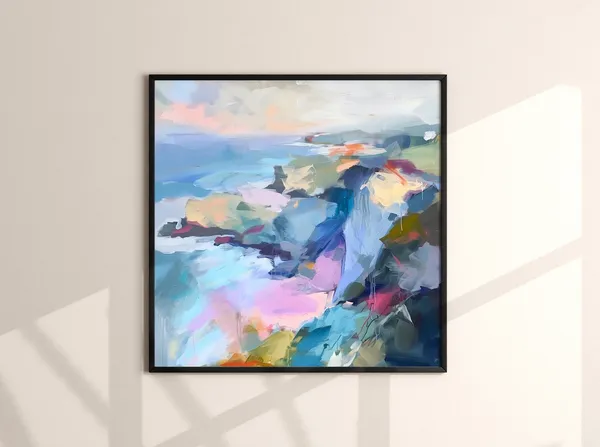 Modern Abstract Mountain Wall Art Print, Square