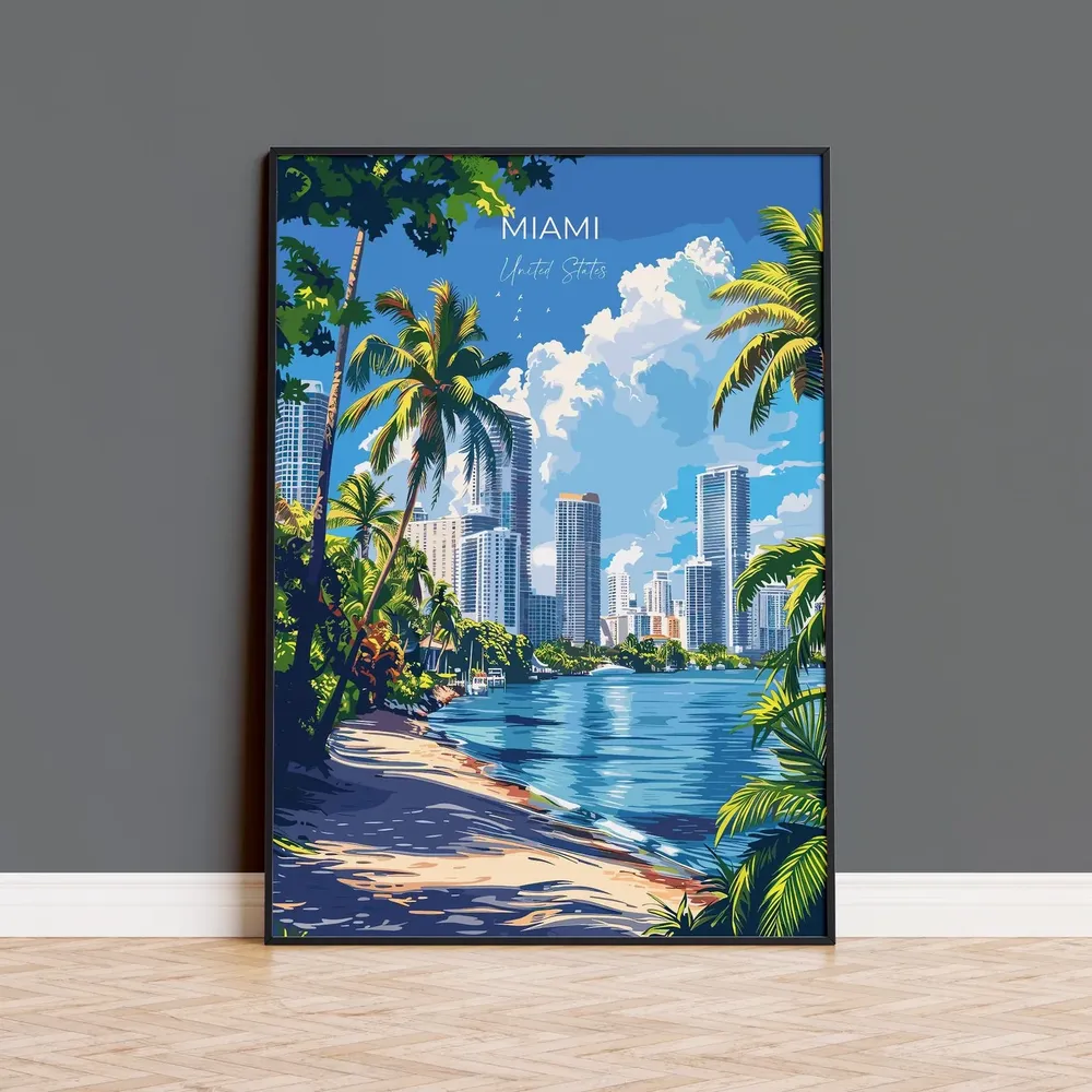 Miami Travel Poster, USA Art Gift