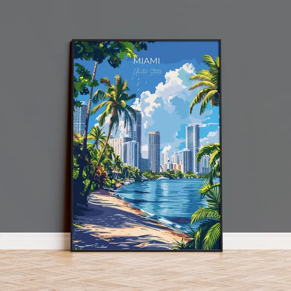 Miami Travel Poster, USA Art Gift