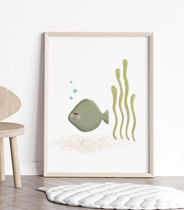 Fish Nursery Art Print, Ocean Beach Nautical Theme