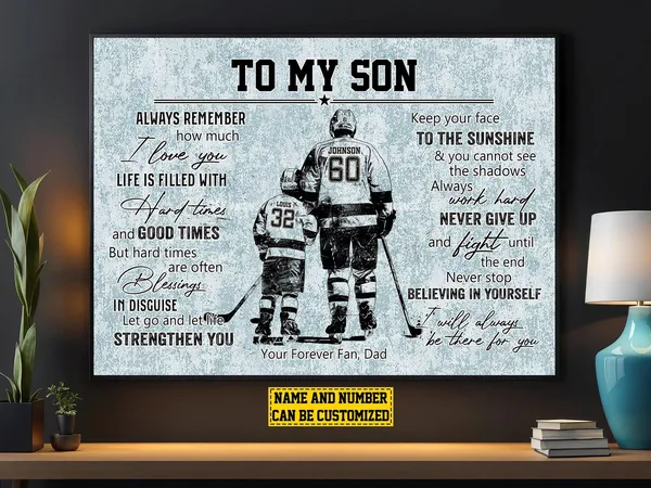 Hockey For My Son Personalized Team Sports Poster Print