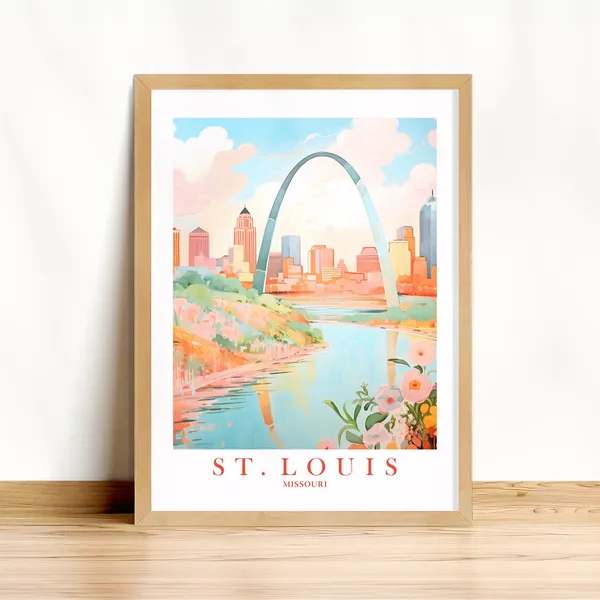 St Louis Retro Travel Poster, Missouri Landscape Print
