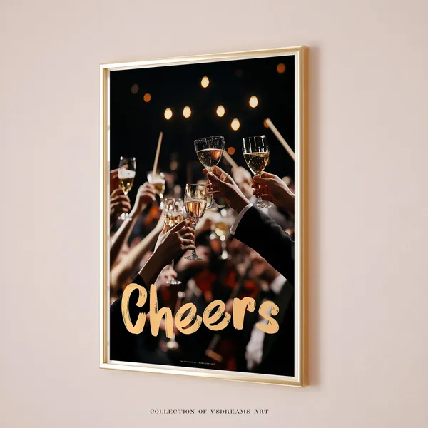 Cheers Cocktail Poster, Bar Cart Decor Art Print