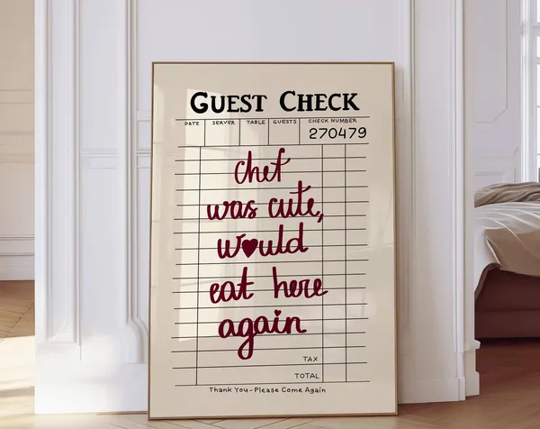 Guest Check Chef Was Cute Retro Kitchen Art Print