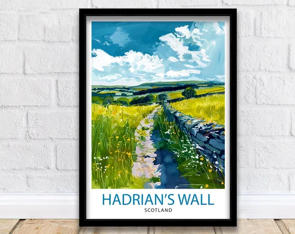 Hadrian's Wall England Travel Poster, British Landmark