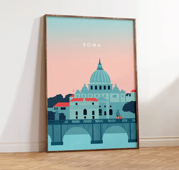 Rome Vintage Travel Poster, Italy Travel Print