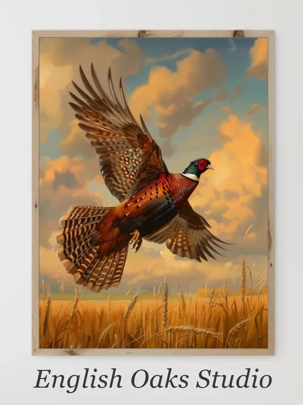 Vintage Neutral Flying Pheasant Art Print