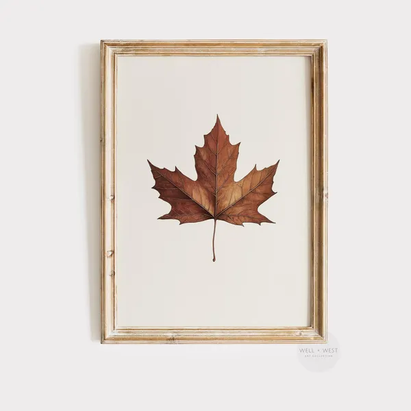Autumn Leaf Vintage Style Maple Leaf Art Print