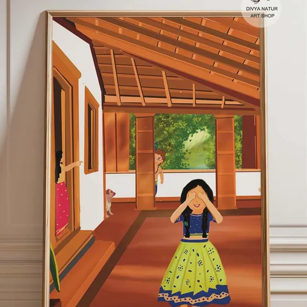 Hide And Seek Art Print, Childhood Friends Game