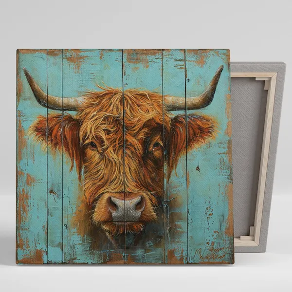 Highland Cow Rustic Farmhouse Wall Art Poster