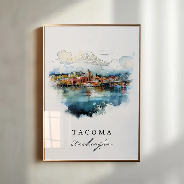 Tacoma WA Washington Poster Print, Custom Text