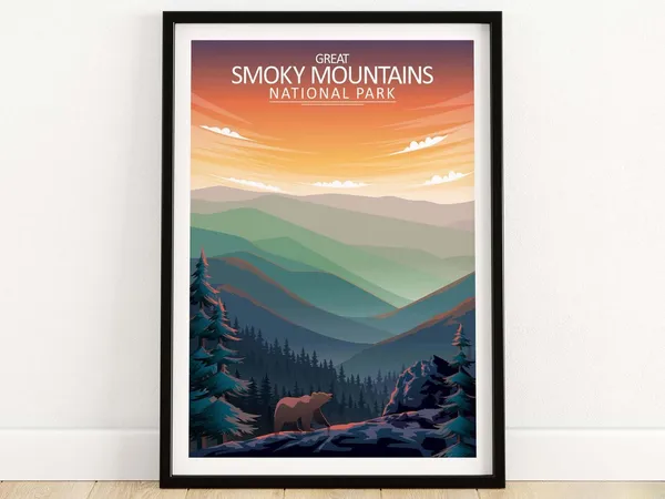 Great Smoky Mountains Travel Poster, National Park Art