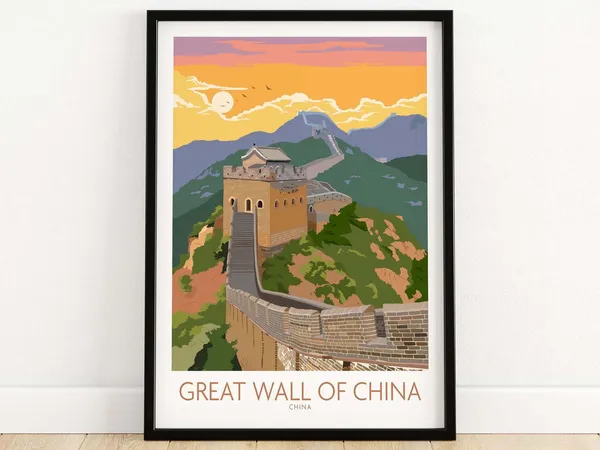 Great Wall of China Travel Poster, Asia Art Print