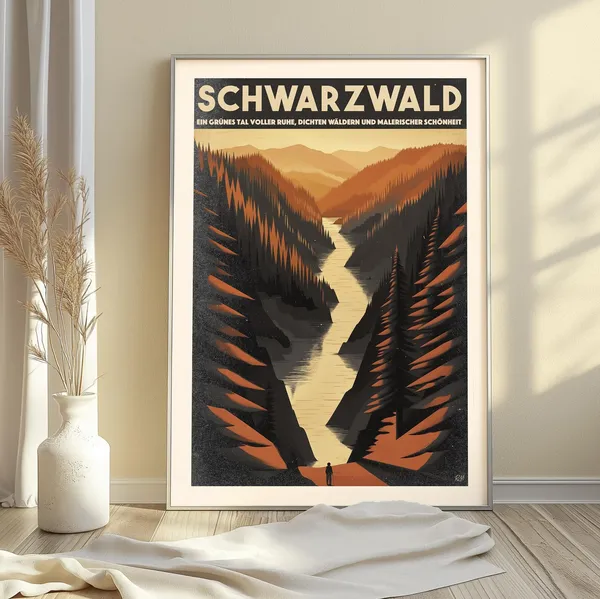 Vintage Schwarzwald Black Forest Hiking Travel Poster