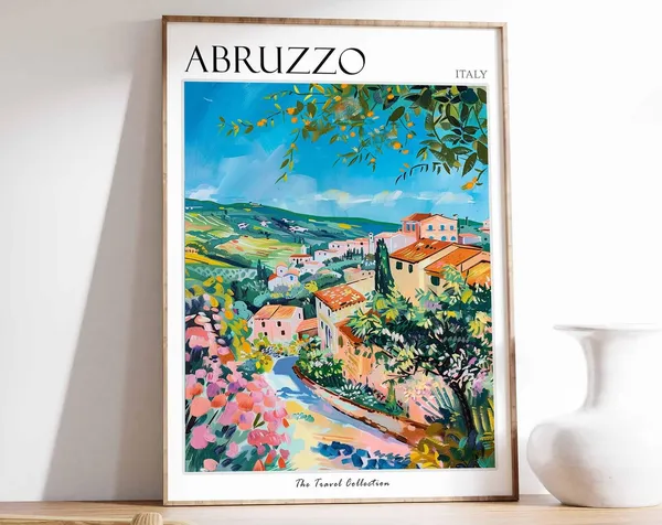 Abruzzo Travel Print, Italian Botanical Wall Art