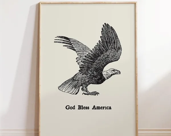 God Bless America Vintage Eagle Art Print