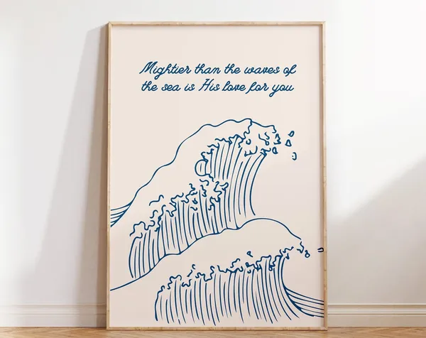 Psalm 93:4 Minimalist Christian Ocean Art Print
