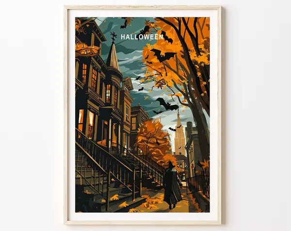 Halloween Vintage Art Print, Personalised Decor