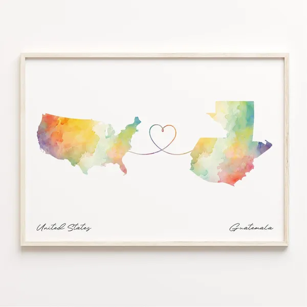 Guatemala Watercolor Map Travel Poster