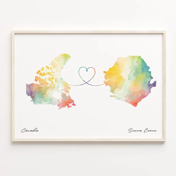 Canada to Sierra Leone Watercolor Map Poster