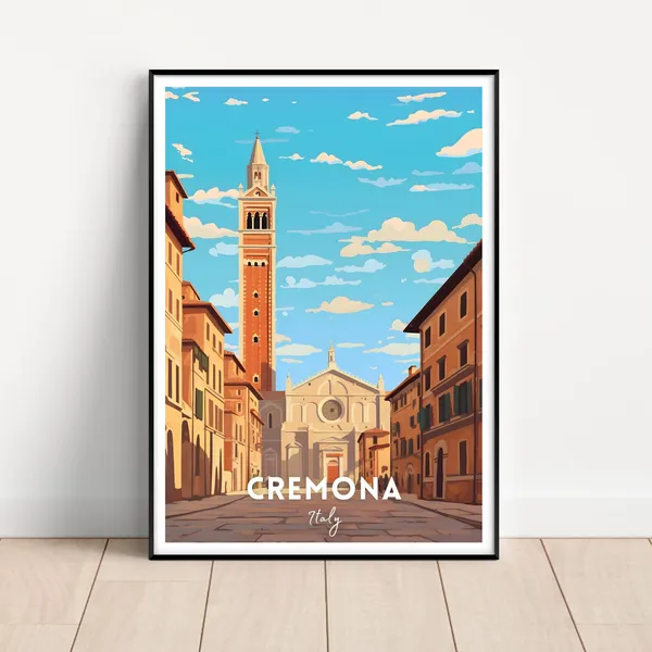 Cremona Travel Poster, Italy Travel Wall Art