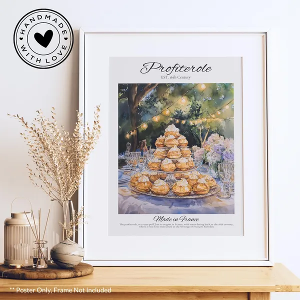 Vintage Profiterole Poster, French Pastry Art Print