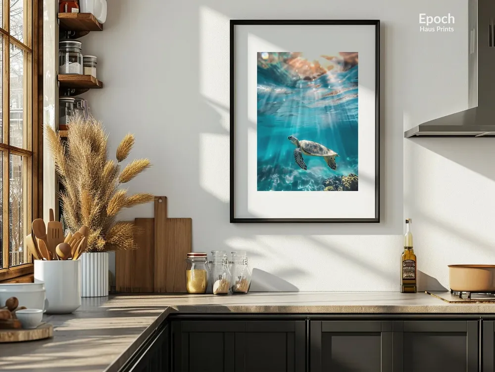 Underwater Turtle in Coral Reef Near Hawaii Travel Poster - Image 3