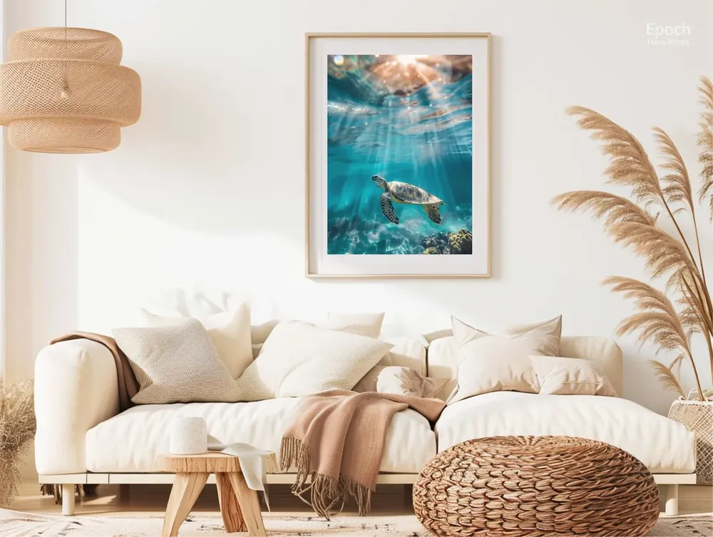 Underwater Turtle in Coral Reef Near Hawaii Travel Poster - Image 2