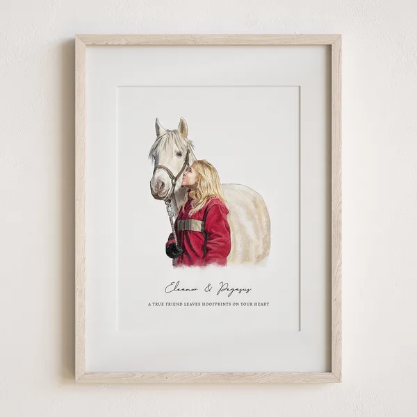 Personalized Horse Portrait Painting, Equestrian Gift